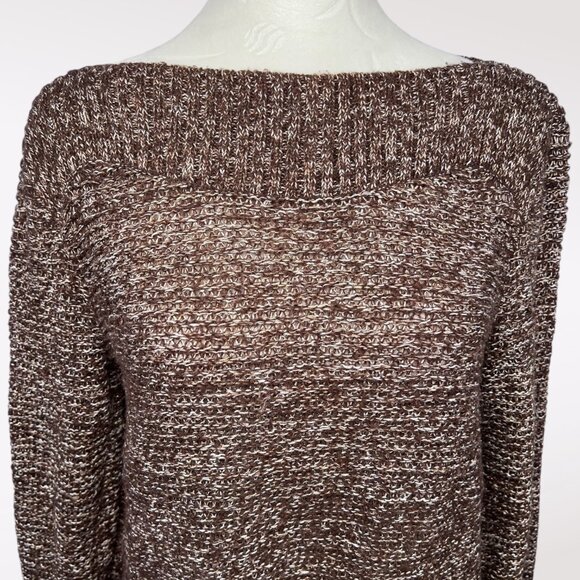 Croft & Barrow Marled Knit Sweater Brown White Pullover Medium - Picture 2 of 9